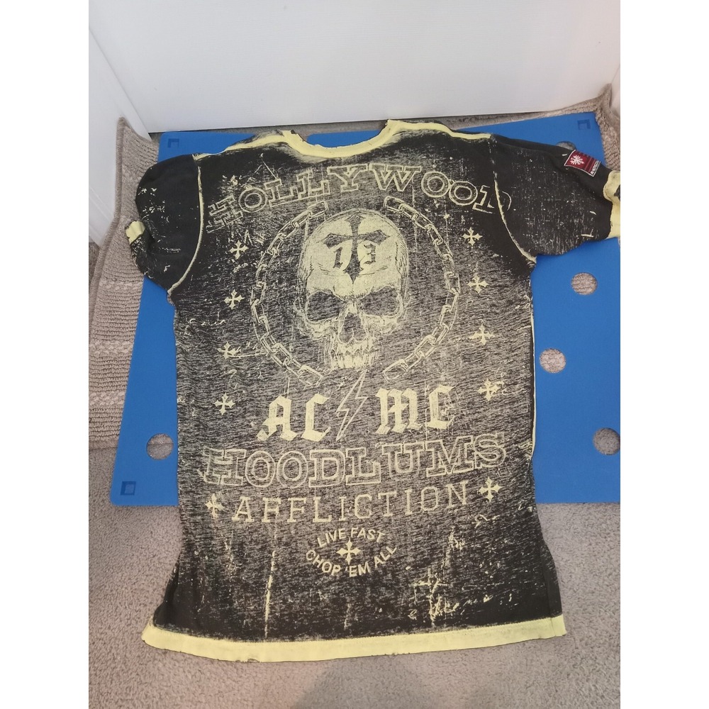 Affliction Men's Multi T-shirt Large Hollywood Hoodlum Custom Live Fast Distress
